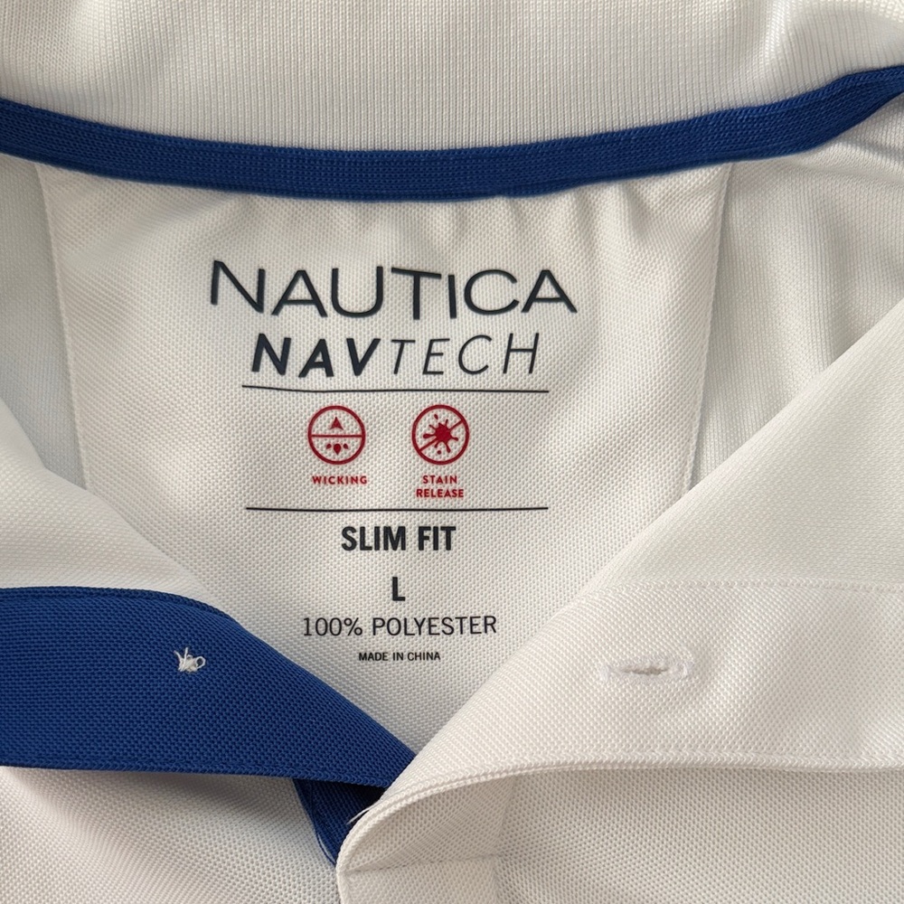 Nautica Men's Polo in White, Red, and Navy - Picture 3 of 3